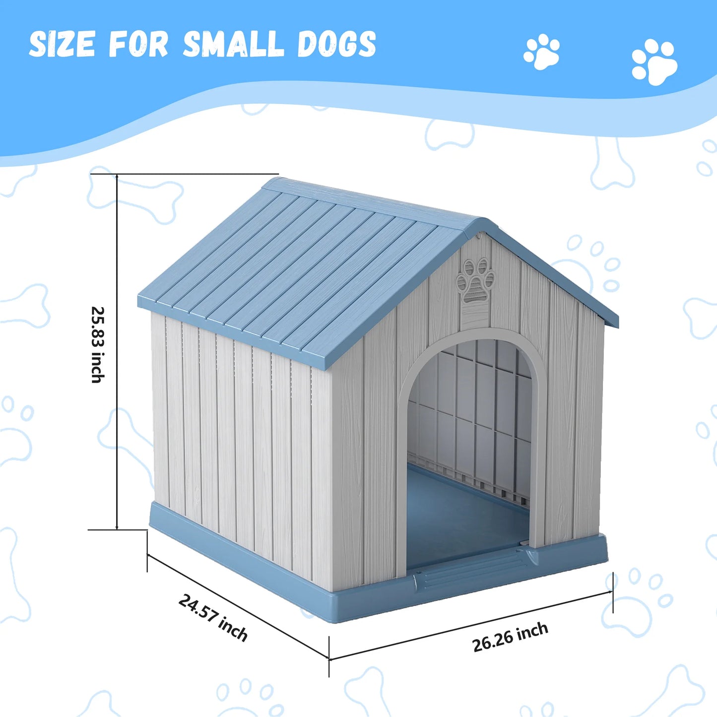 Weatherproof Plastic Dog House For Indoor Outdoor Pet Shelter