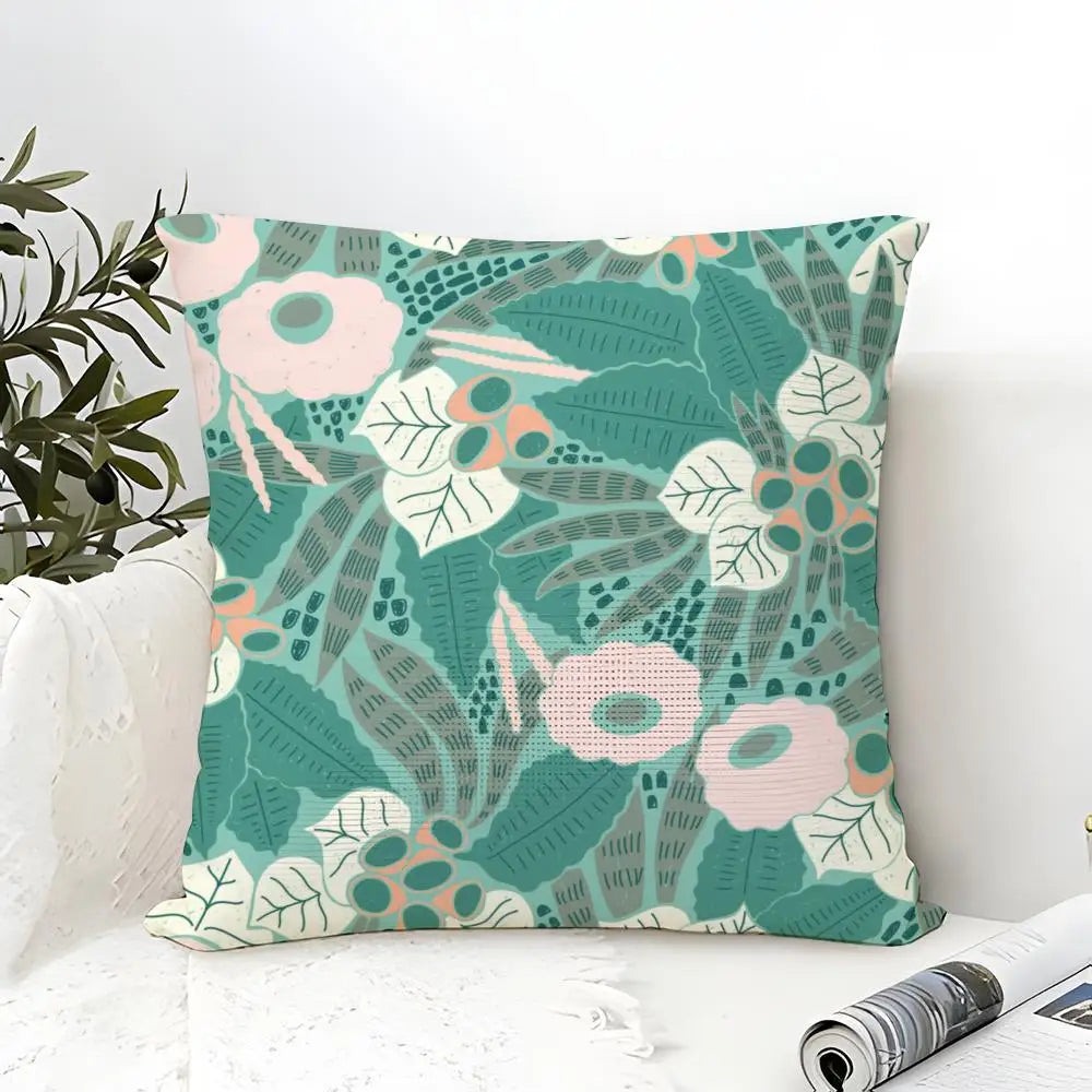 Elizabeth Olwen Modern Flowers Pillow Case Linen Cushion Cover