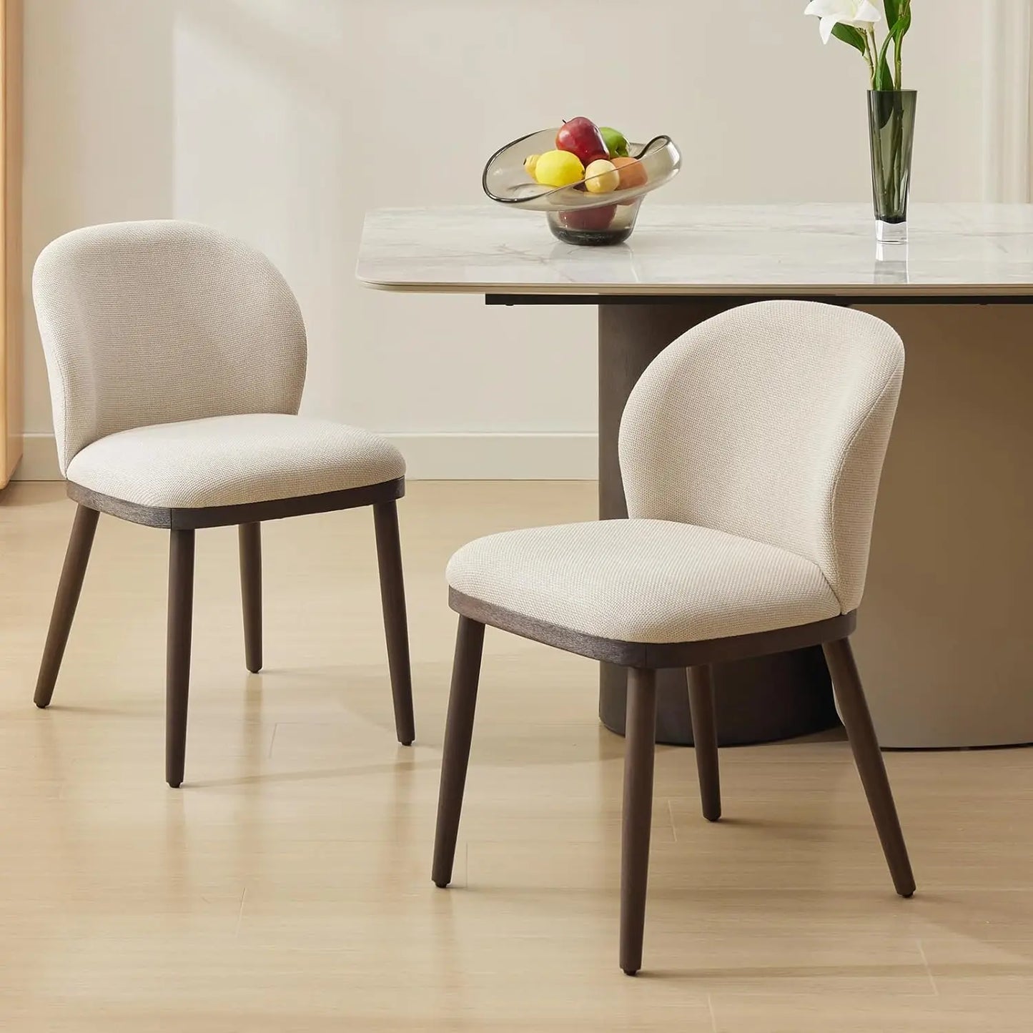 HiMISS Modern Set Of 2 Upholstered Dining Chairs With Ergonomic Back