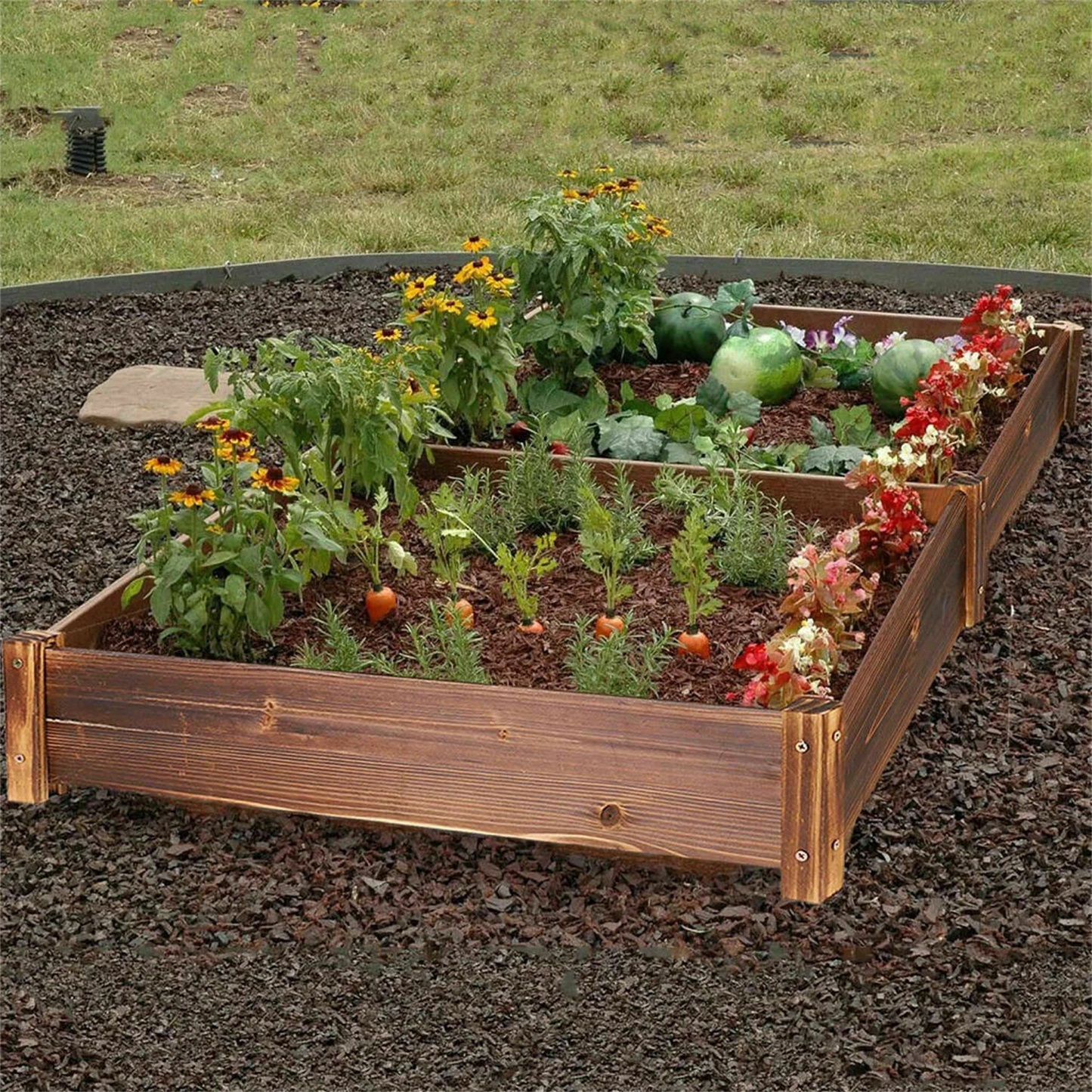 Pine Wood Raised Bed Planter Box For Indoor Outdoor Use