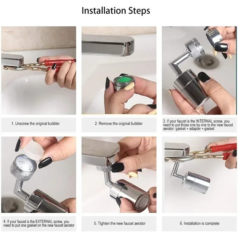 Rotatable Faucet Extender Sprayer Head 2 Modes Universal Aerator