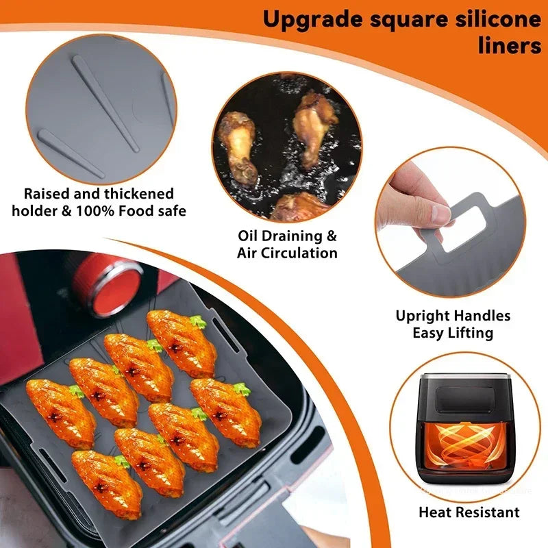 Cosori Ninja Air Fryer Silicone Liners Reusable Dishwasher Safe