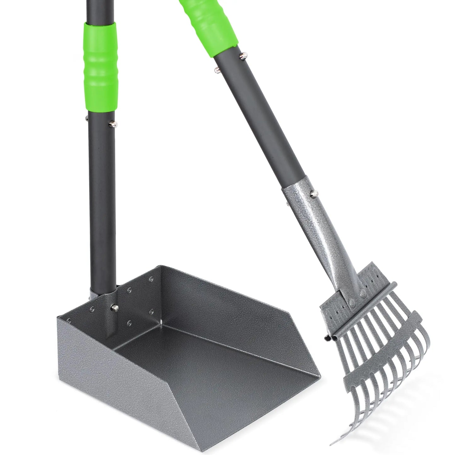 Dog Pooper Scooper Tray And Rake Set With Stainless Handles
