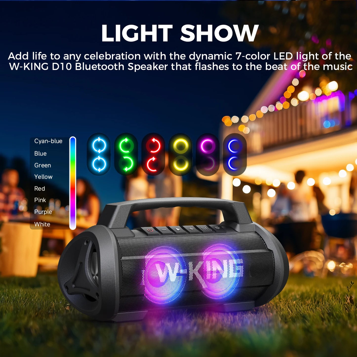 W-King D10MIC 70W RMS Bluetooth Portable Speaker IPX6 Waterproof