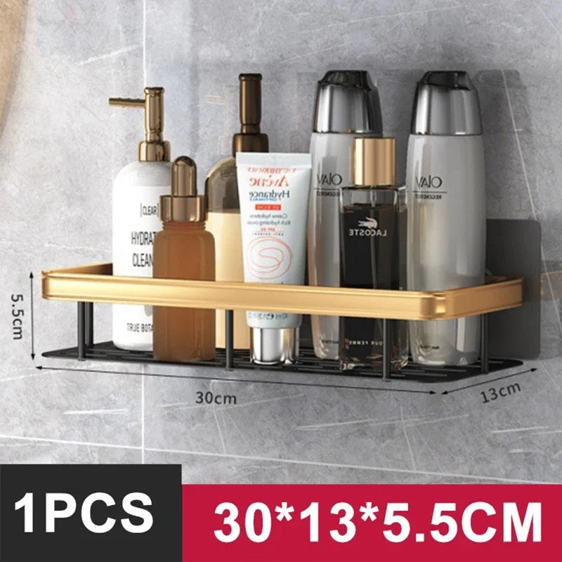 Aluminum Alloy Shower Shelf Wall Mounted No Drill