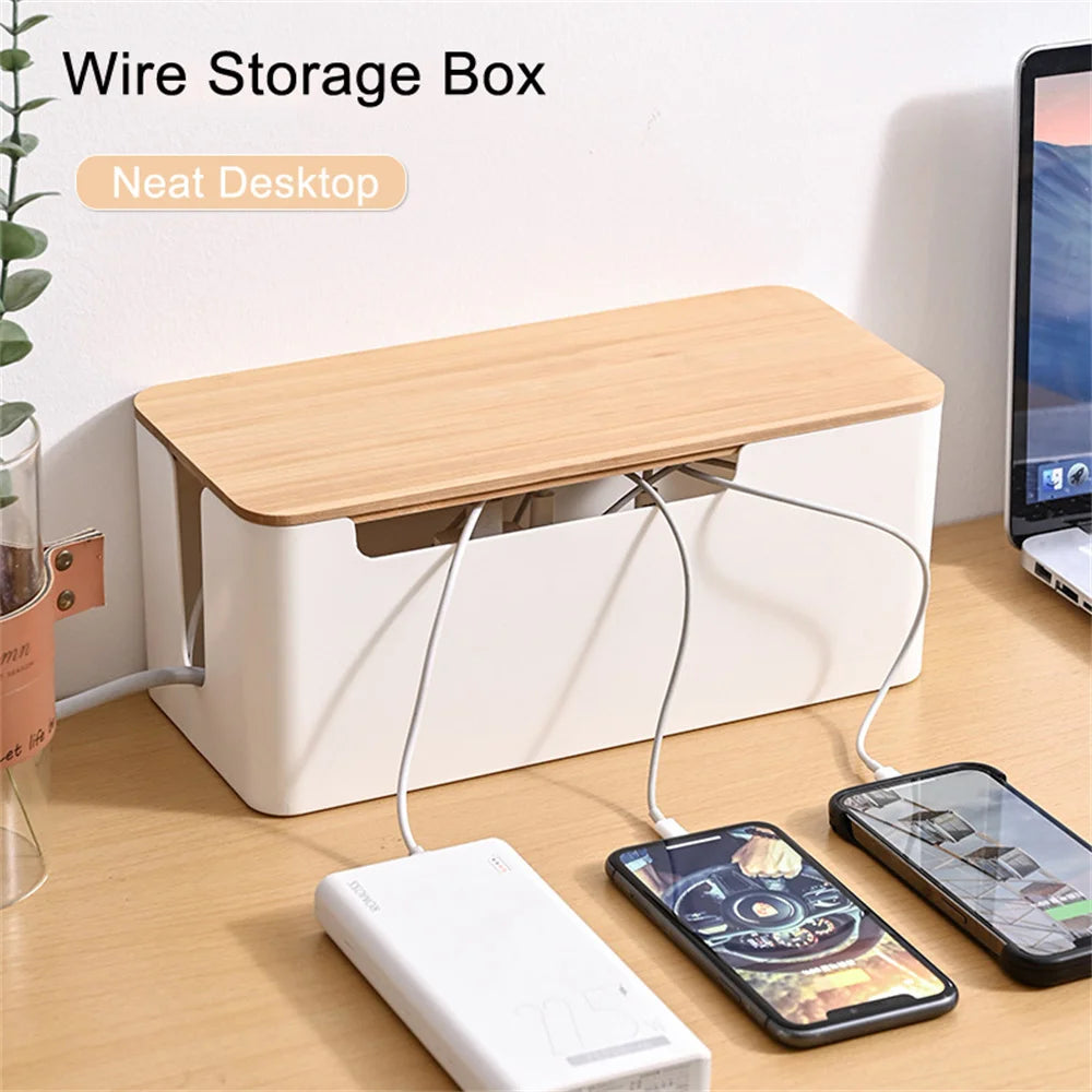 Wire Storage Box Cable Organizer Plastic Bamboo Junction Box