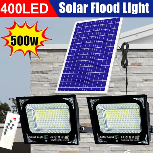 500W LED Solar Two Head Flood Light for Outdoor Garden