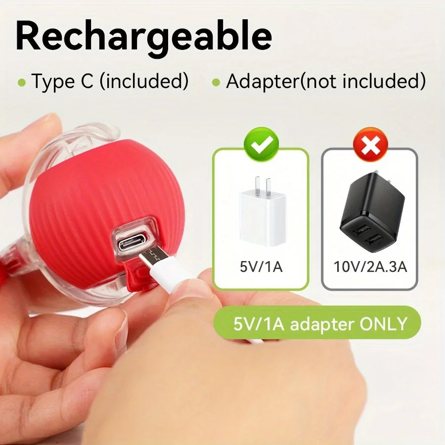 Interactive Cat Ball Toy Automatic Rolling Ball With Tail Rechargeable
