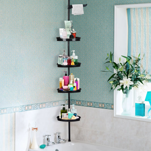 HiMISS Corner Shower Caddy With Tension Pole Four-Tier Organizer