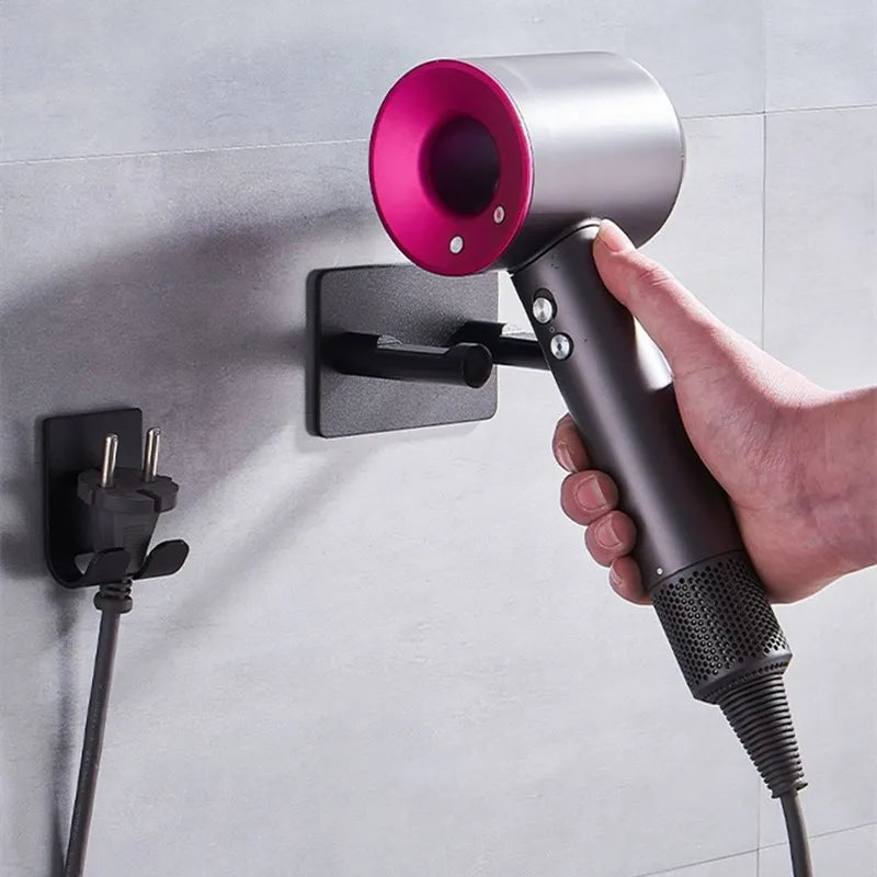 Aluminum Wall Mounted Hair Dryer Organizer For Clutter Free Bathroom