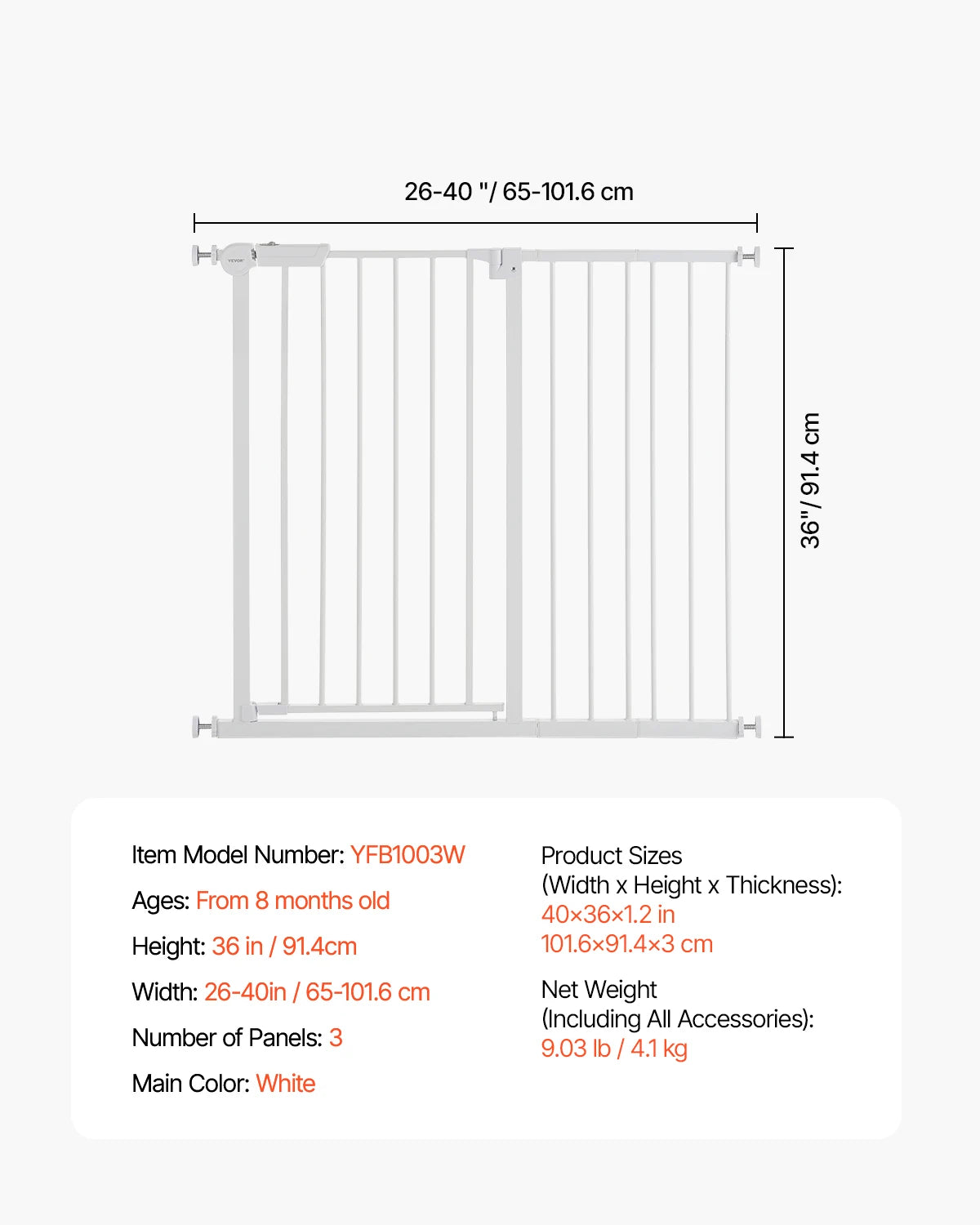 SucceBuy Baby Gate Pressure Mount Walk Through Child Fence