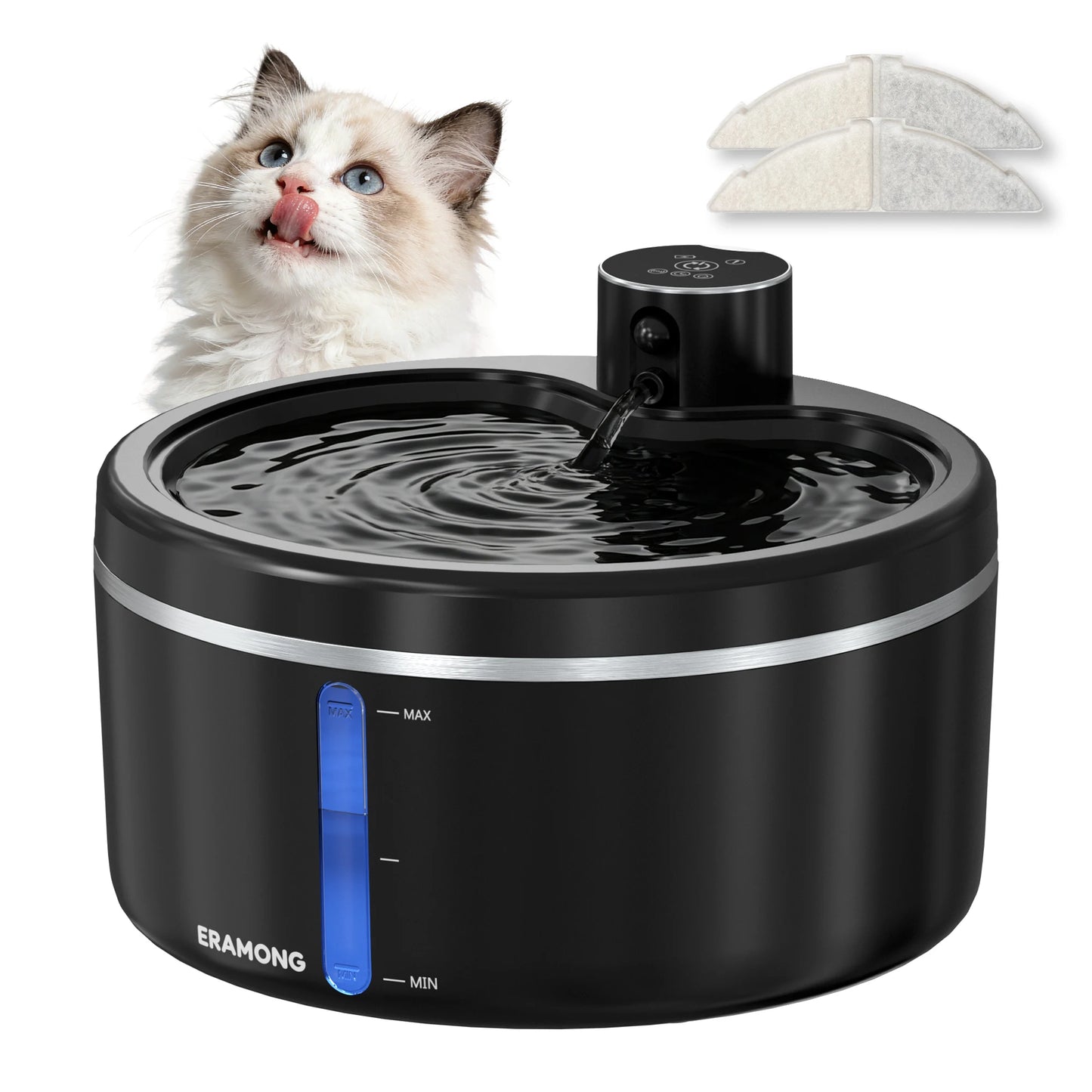 ERAMONG Wireless Cat Water Fountain With 4000mAh Battery And Auto Sensor