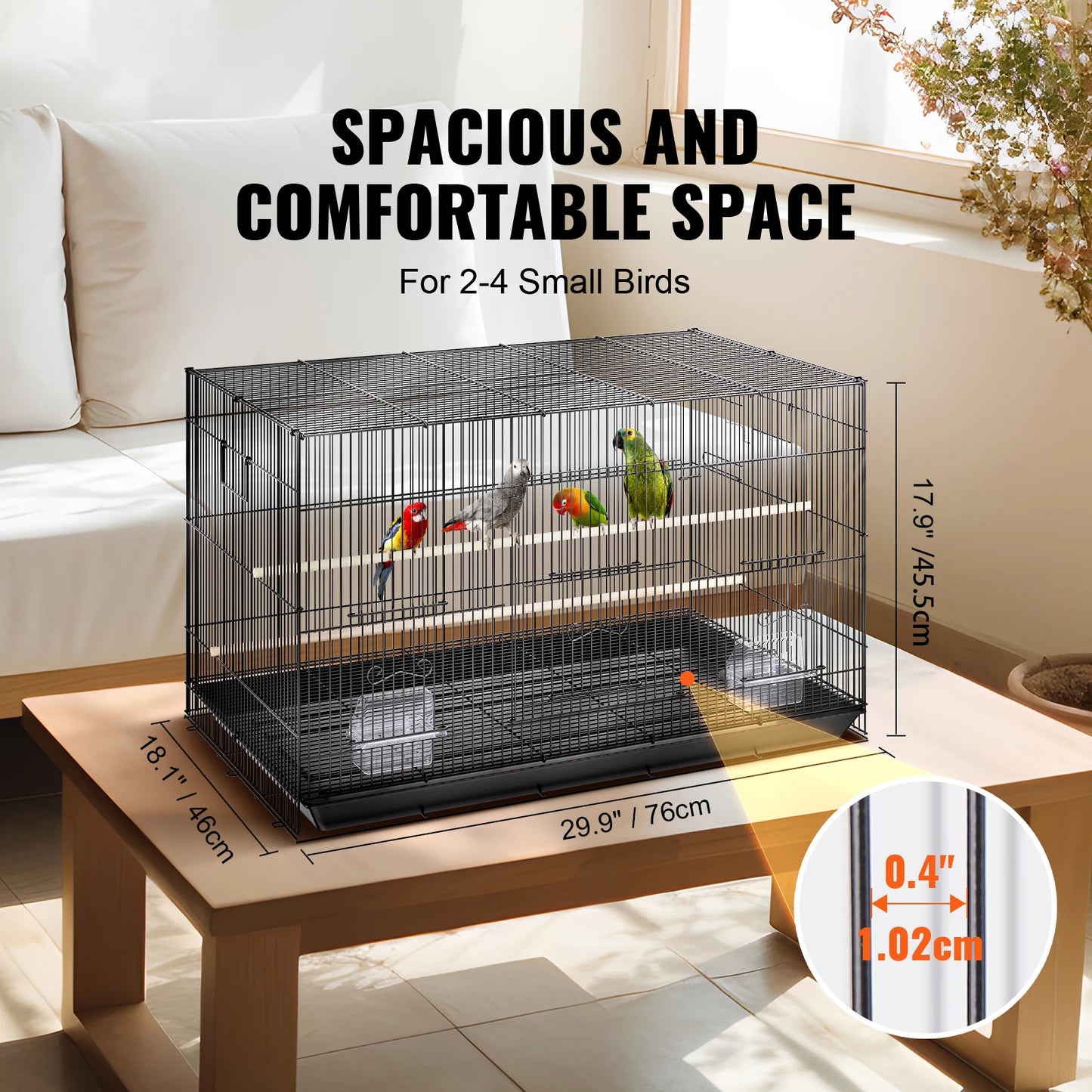 SucceBuy Stainless Steel Bird Cage With Rolling Stand