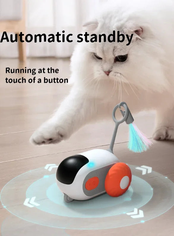 Pet Remote Control Feather Teaser Car Toy Rechargeable Obstacle Avoidance