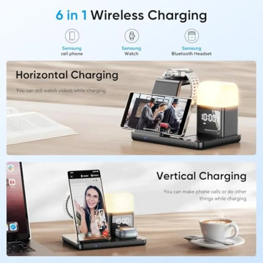 Samsung 6-In-1 Wireless Charging Station With Clock and Night Light