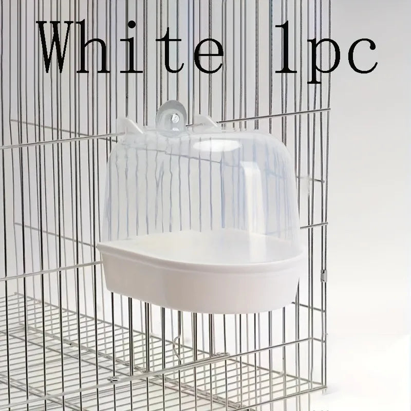 Transparent Bird Bath Tub With Splash-Proof Shower For Parrots