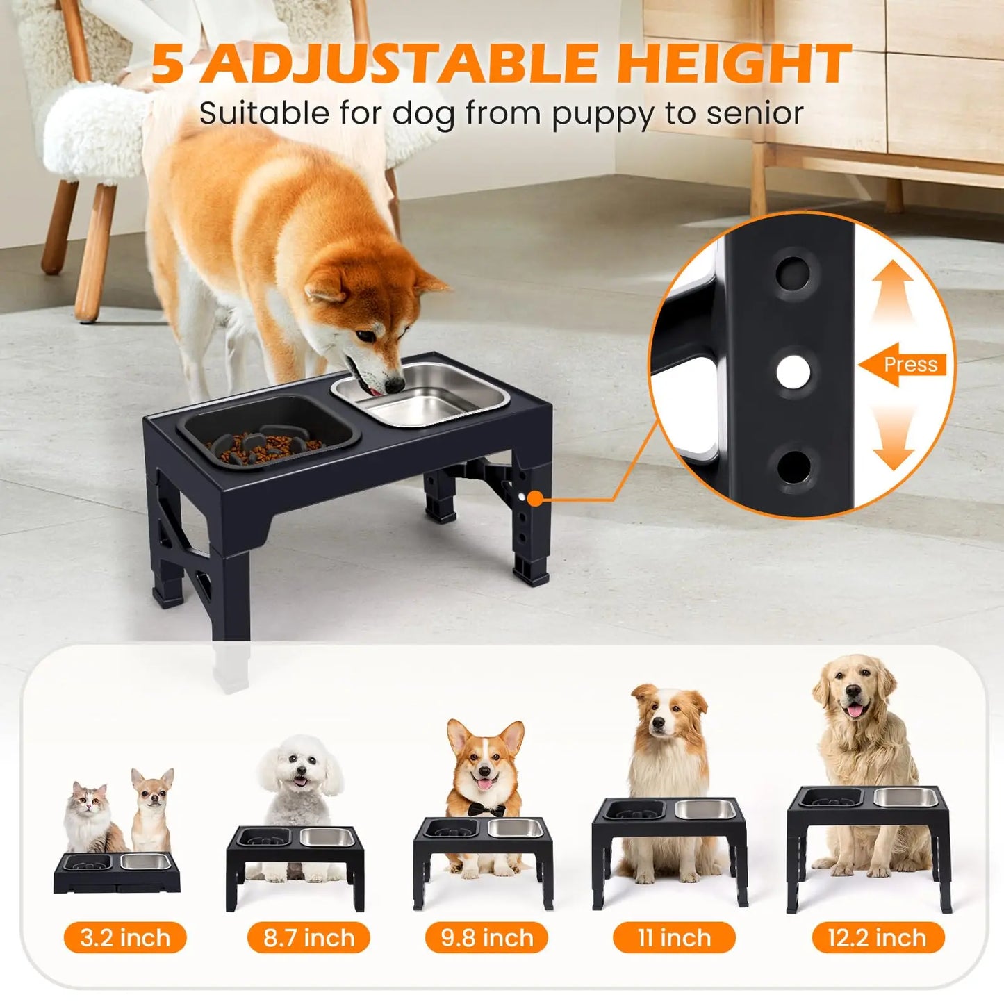 2 In 1 Elevated Slow Feeder Bowls With Foldable Stand
