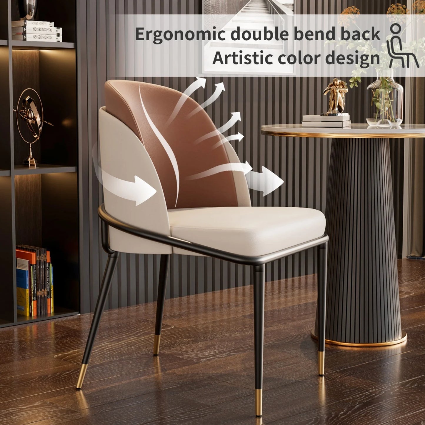 Set Of 2 Luxurious Microfiber Silicone Leather Dining Chairs