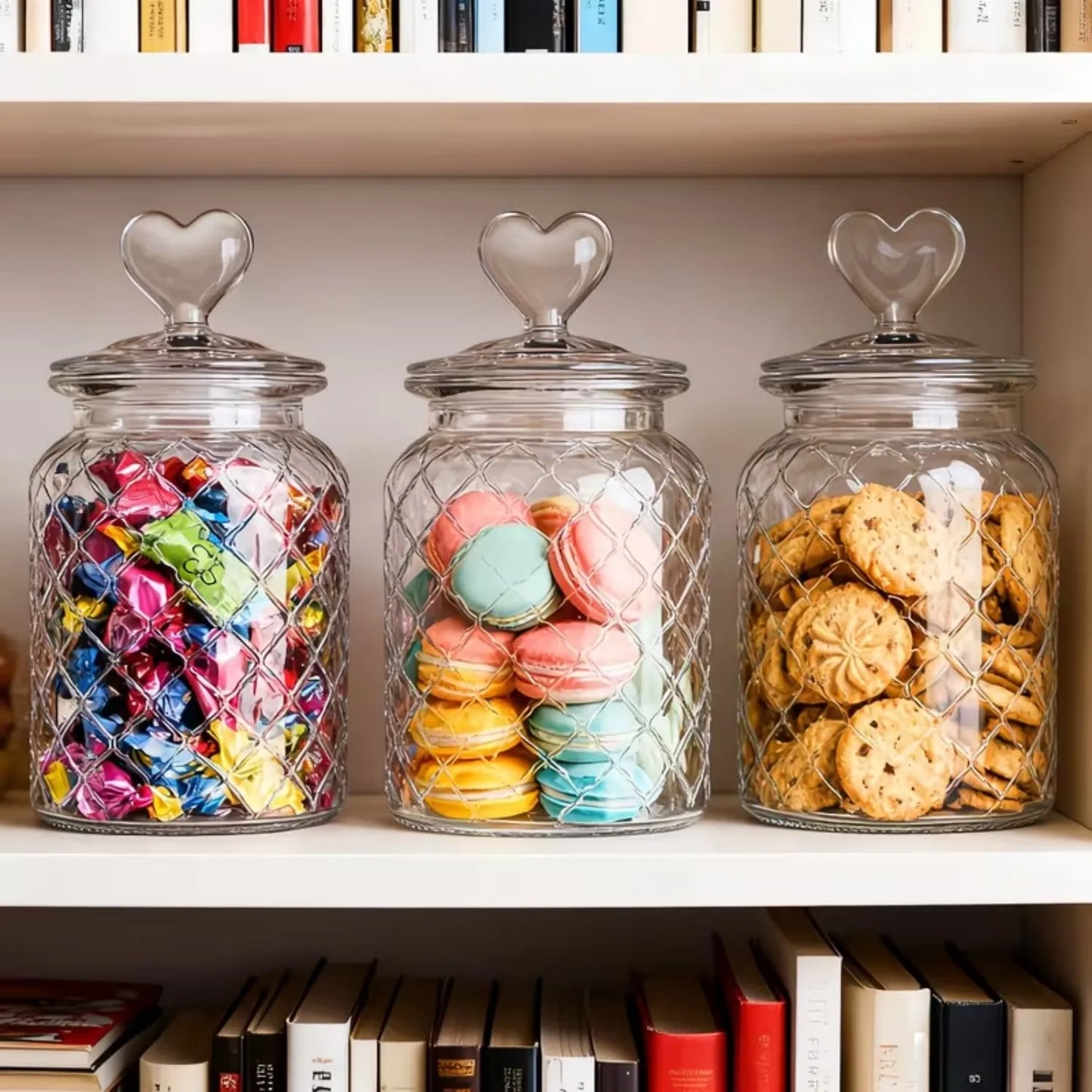 3 Pack Glass Storage Canisters Set Airtight Ribbed Jars