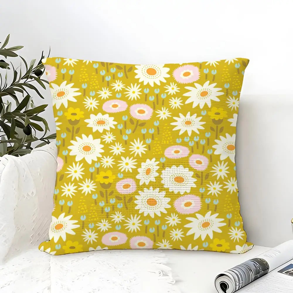 Elizabeth Olwen Modern Flowers Pillow Case Linen Cushion Cover