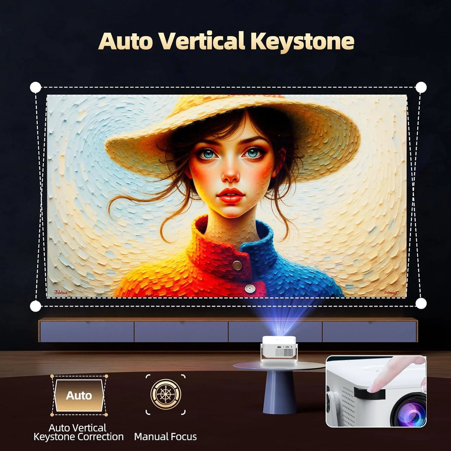 Xnano Android Smart Projector With HDMI USB Wireless Connectivity Holder