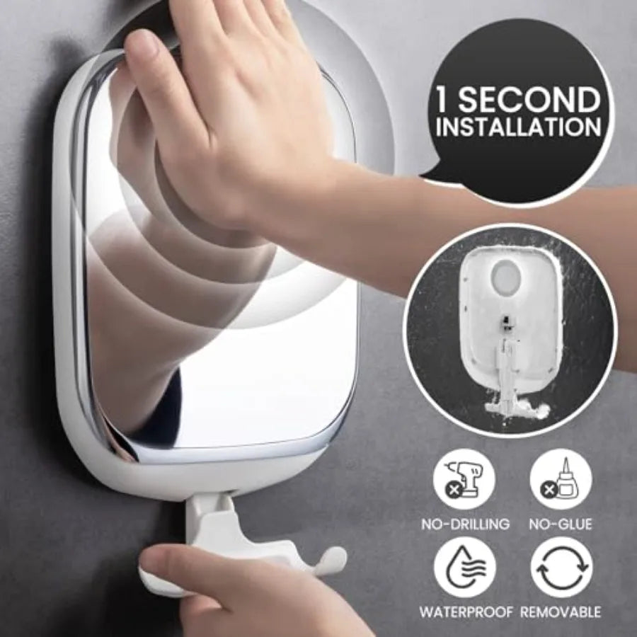 Fogless Shower Mirror With Razor Holder No Drill Removable