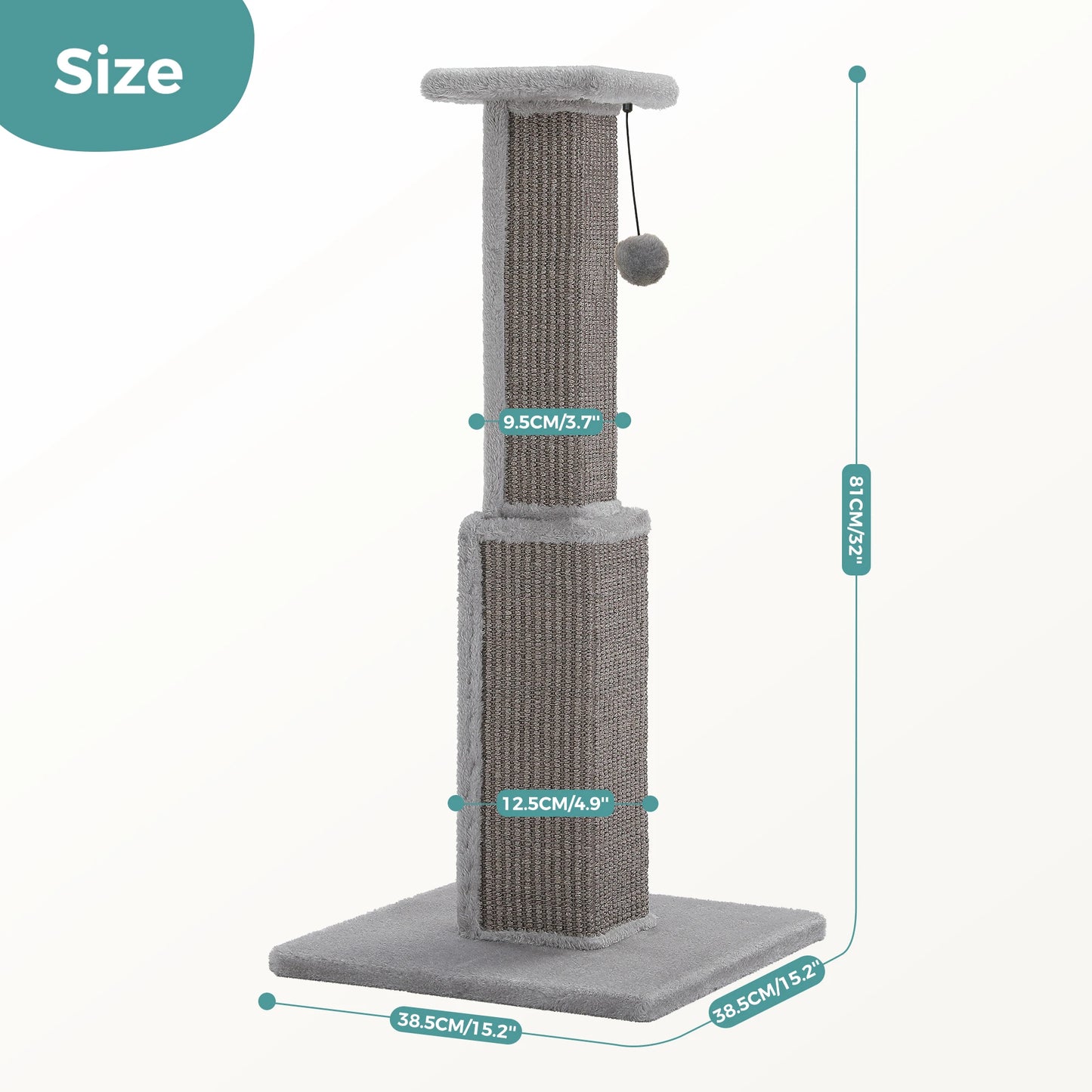 PAWZ Road Large Indoor Cat Scratching Post With Dangling Ball