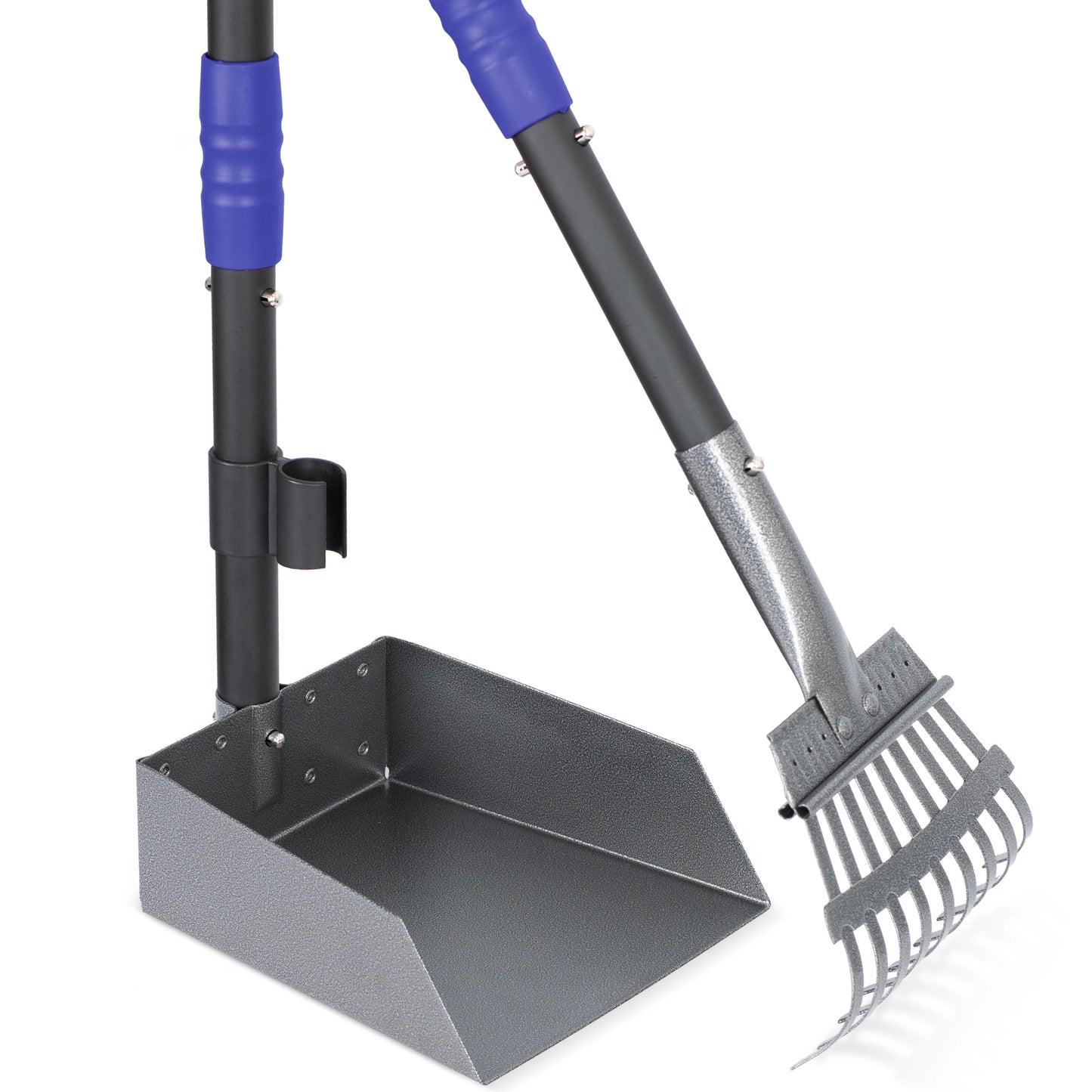 Dog Pooper Scooper Tray And Rake Set With Stainless Handles