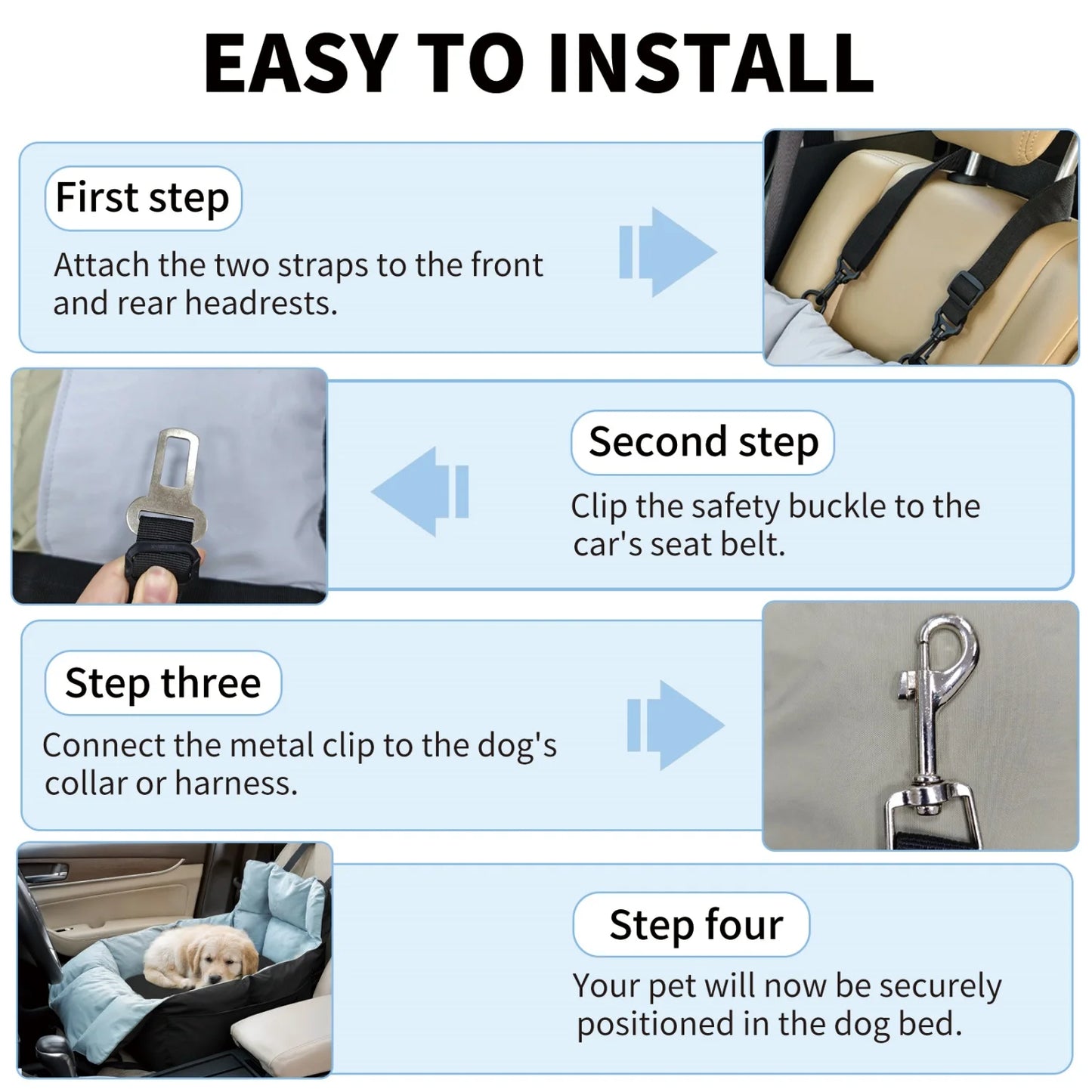 BINGOPAW Dog Car Seat Booster Carrier With Safety Belt