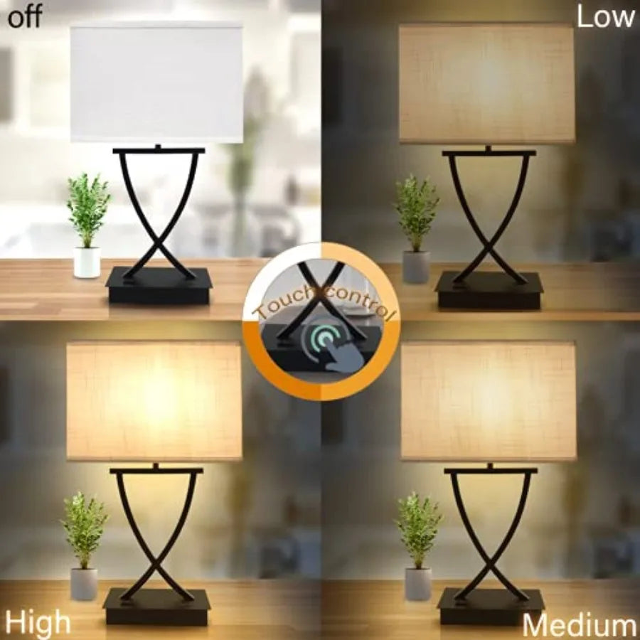 Three Way Dimmable Table Lamp With USB C Port Outlet