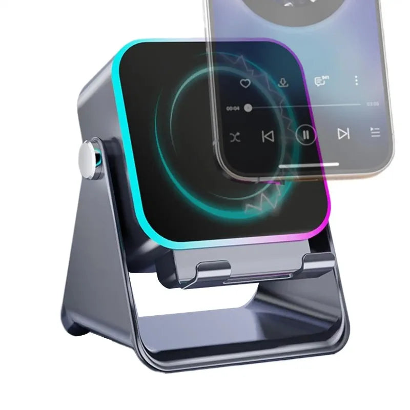 5-In-1 Auto-Induction Wireless Speaker With Phone Holder And RGB Lights