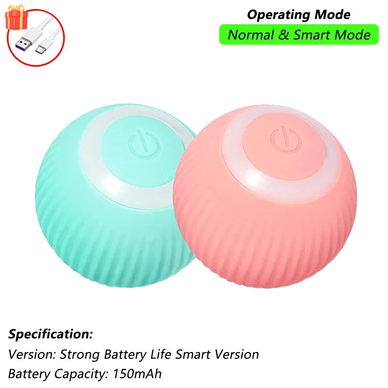 Interactive Cat Ball Toy Automatic Rolling Ball With Tail Rechargeable