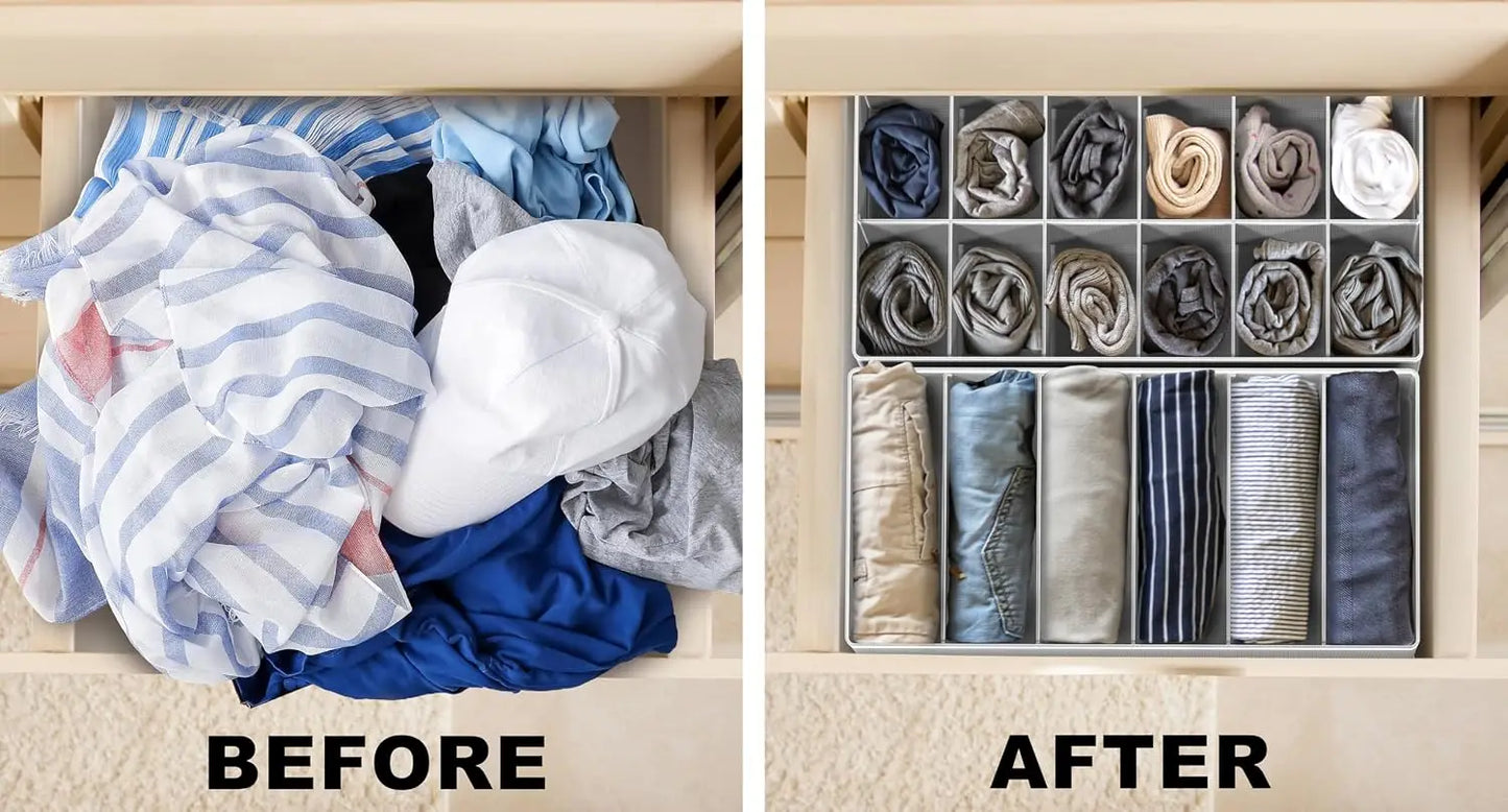 4 Pack Drawer Organizer Set With Foldable Nonwoven Storage Boxes
