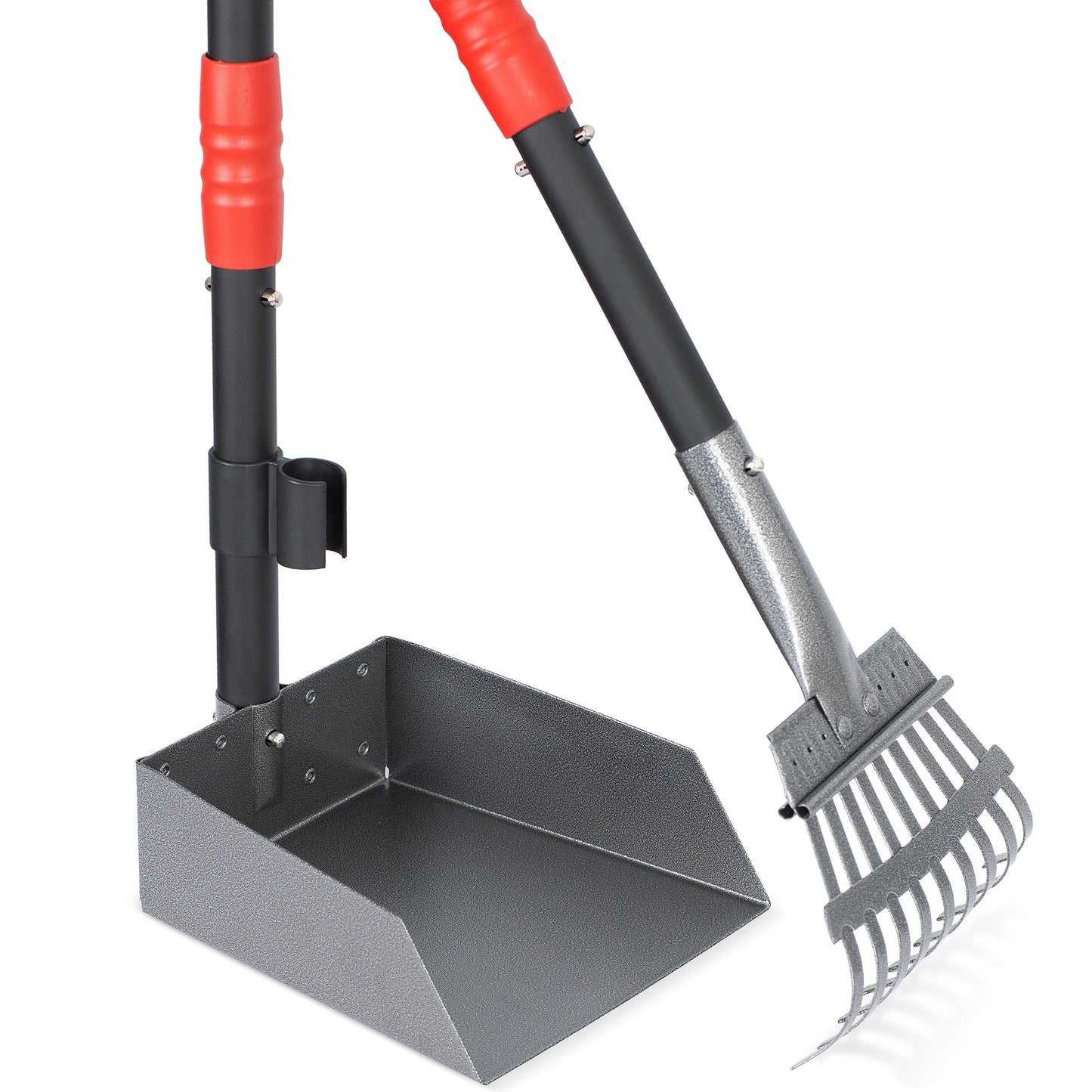 Dog Pooper Scooper Tray And Rake Set With Stainless Handles