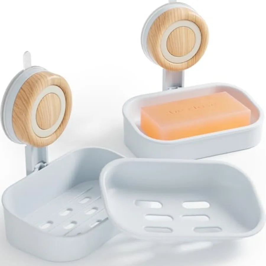 Double Layer Soap Dish 2 Pack Wall Mounted Self Draining