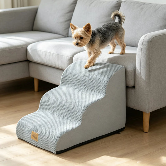 3 To 5 Step Curved Dog Stairs With Removable Cover