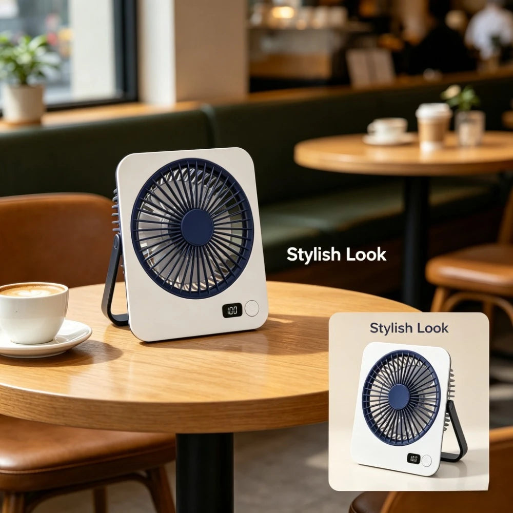Rechargeable USB Mini Desktop Fan With 5 Speed Quiet Operation