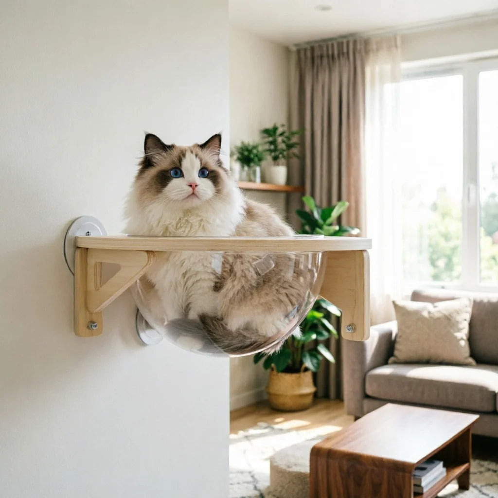 Clear Wall Mounted Cat Space Capsule Bed for Modern Home