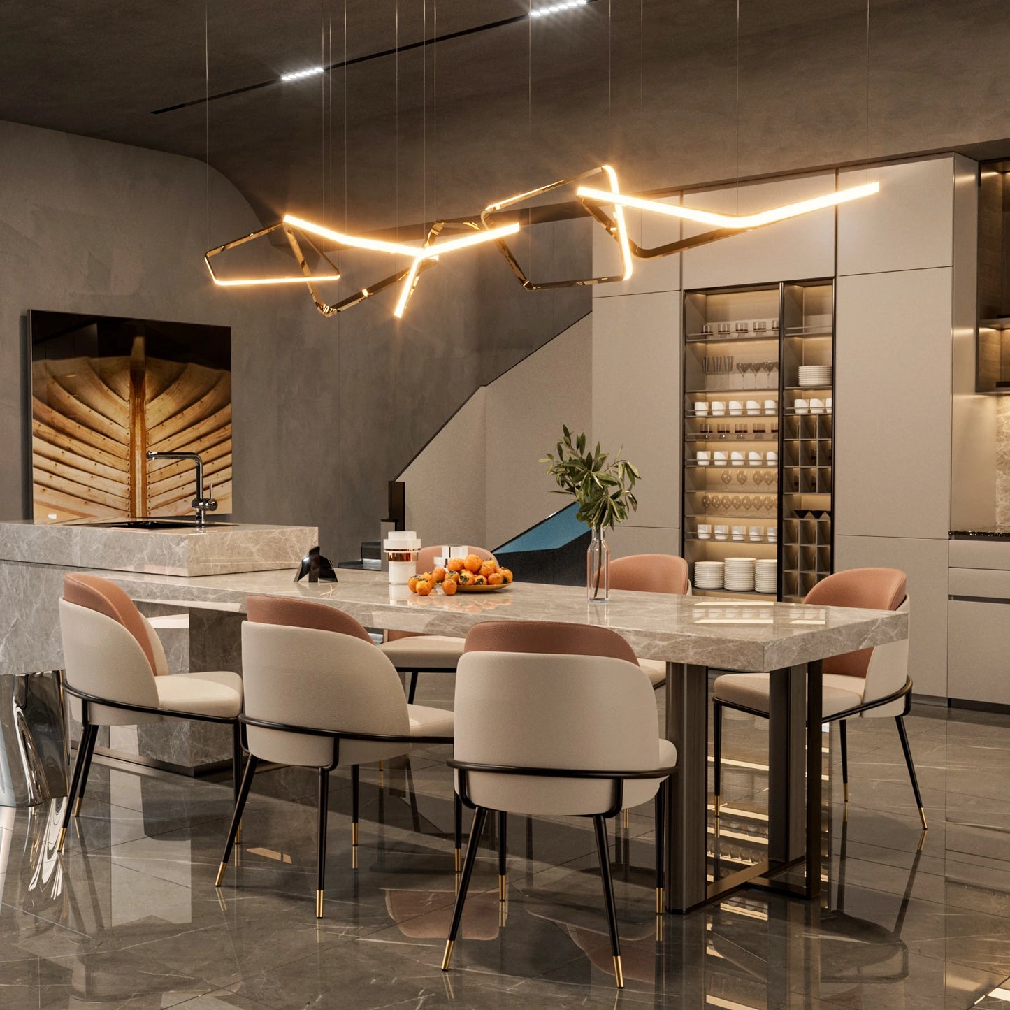 Modern Set 2 Upholstered Dining Chairs With Wood Back