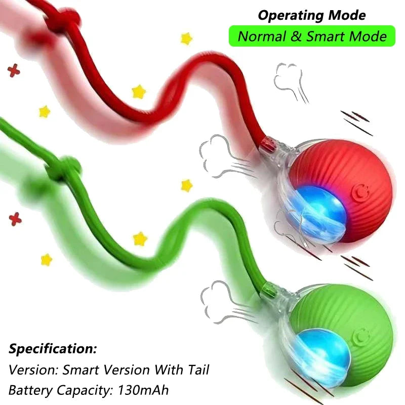 Interactive Cat Ball Toy Automatic Rolling Ball With Tail Rechargeable