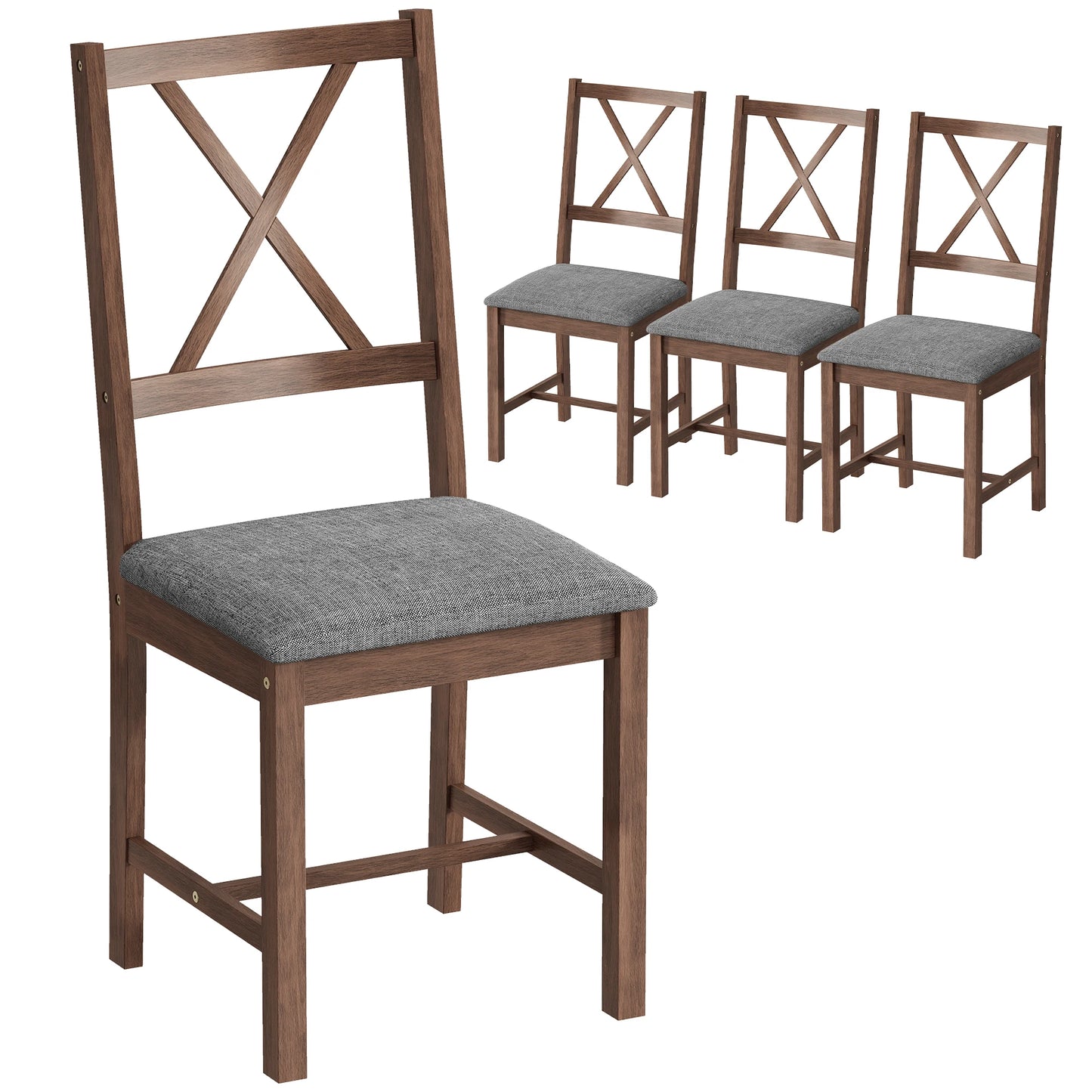 HOMCOM Set Of 4 Mid-Century Modern Walnut Dining Chairs