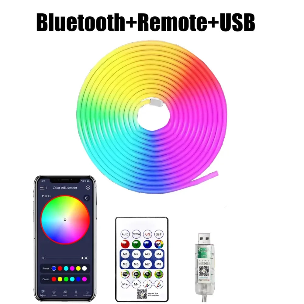 RGB USB LED Strip Lights 15M Music Sync IP65 Waterproof