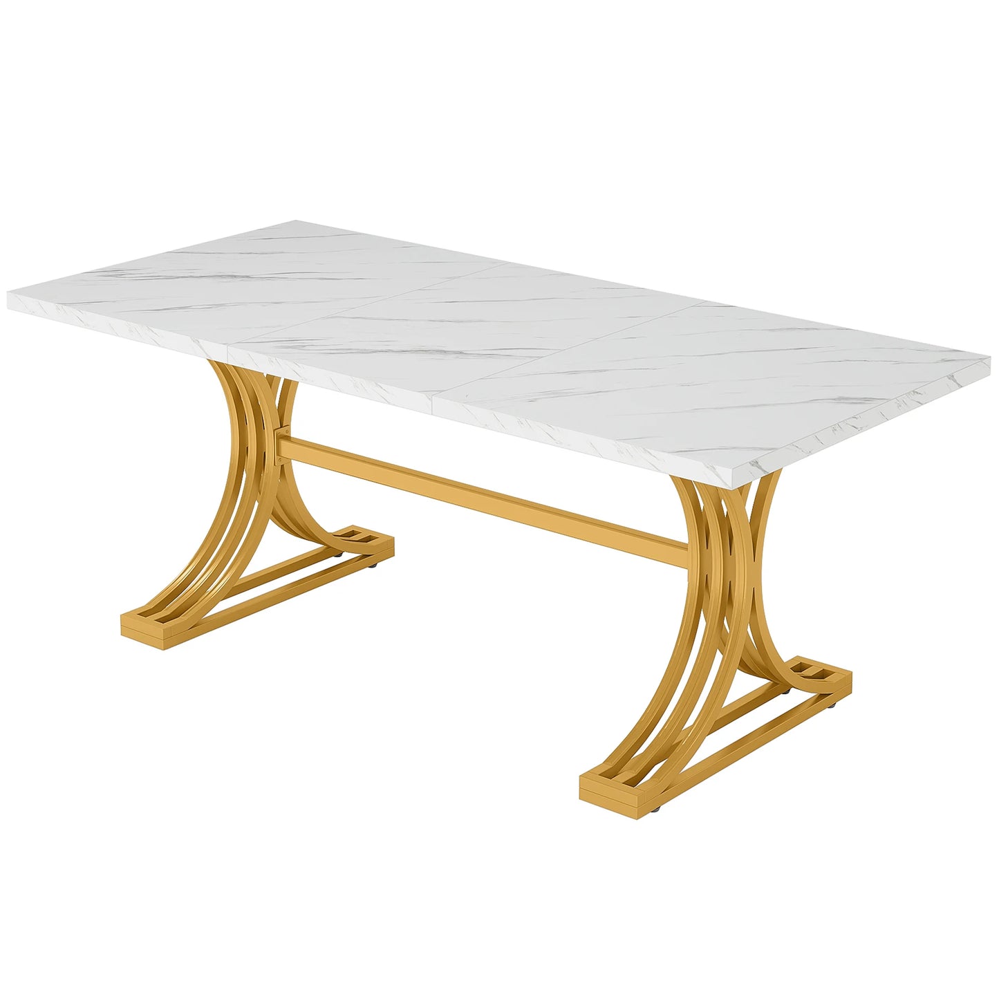 Tribesigns Modern Rectangular Dining Table With Marble Finish Top, No Chairs