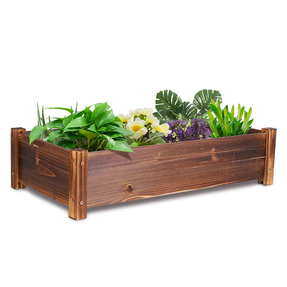 Pine Wood Raised Bed Planter Box For Indoor Outdoor Use