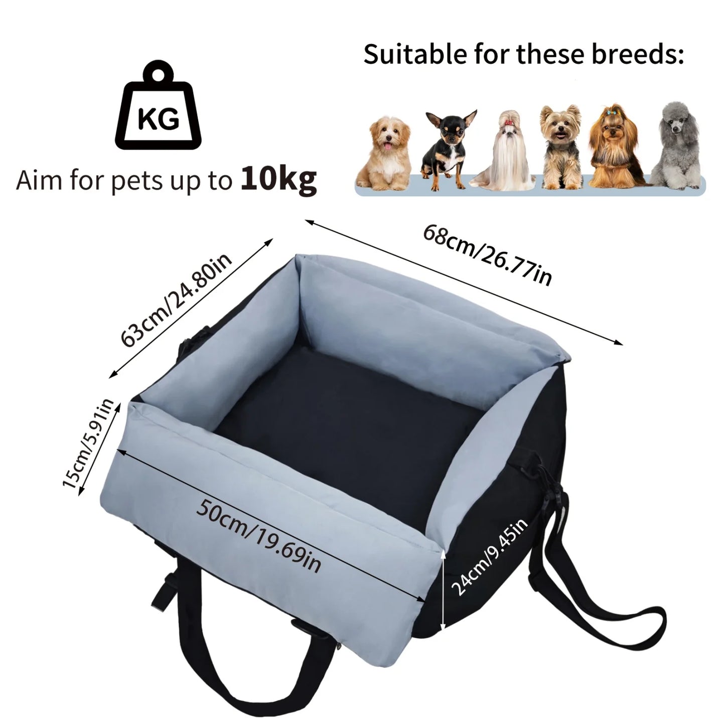 BINGOPAW Dog Car Seat Booster Carrier With Safety Belt