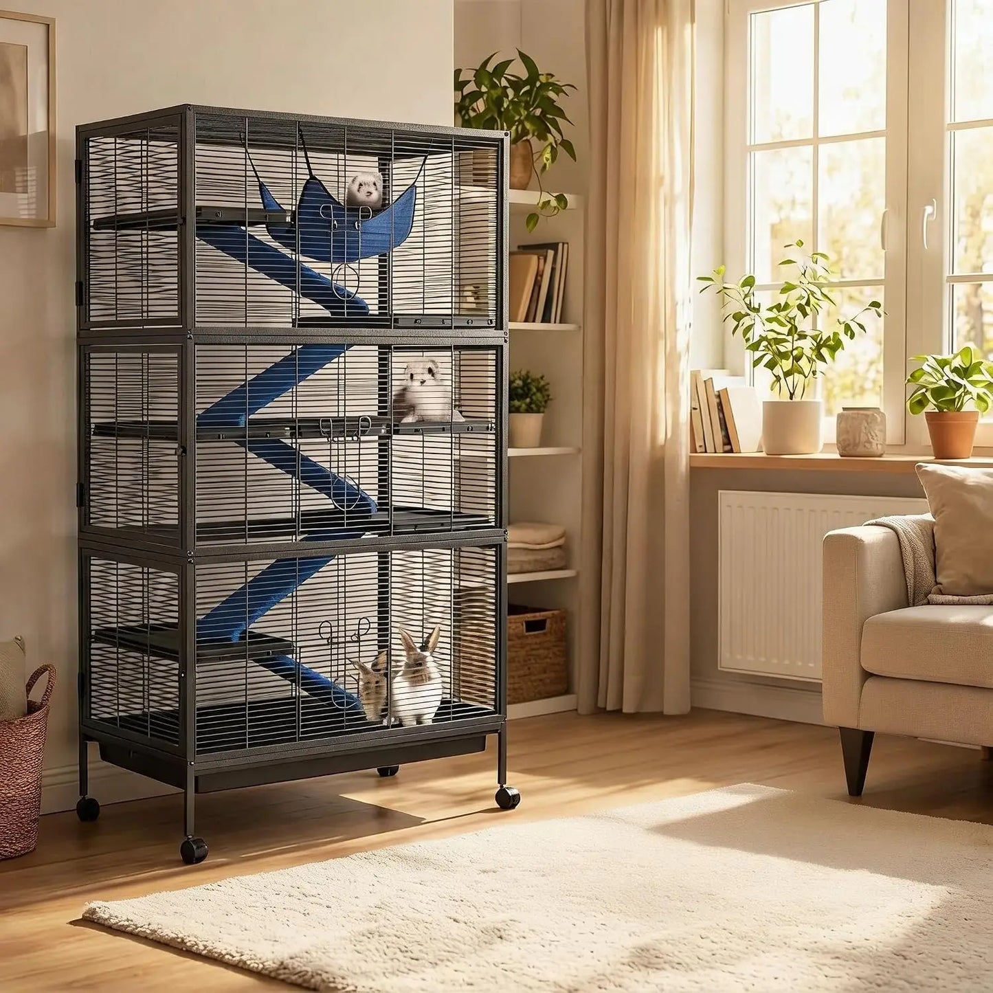 Multi Level Bird Cage With Rolling Stand For Parrots And Small Pets