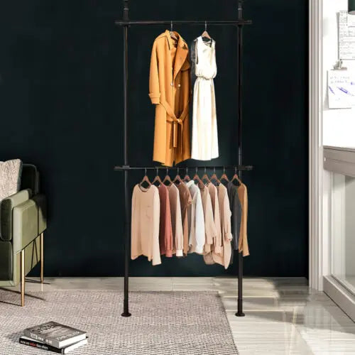 Garment Rack Storage Hanger Organizer For Ceiling And Floor Metal