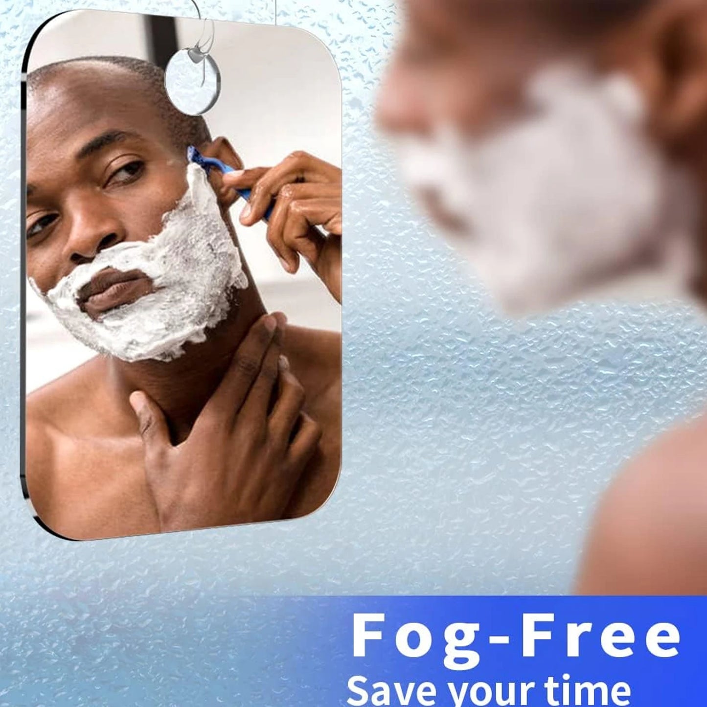 Acrylic Suction Shower Mirror With Razor Holder For Travel Bathroom