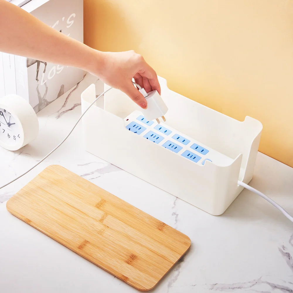 Wire Storage Box Cable Organizer Plastic Bamboo Junction Box