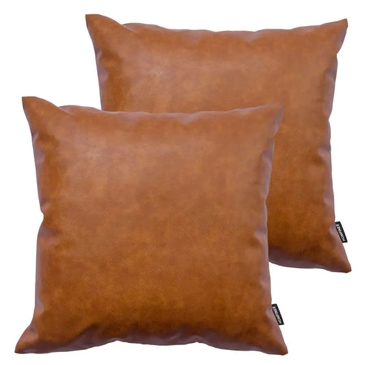 Vegan Leather Throw Pillow Covers Set Of 2 Modern Cushions